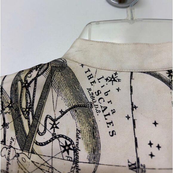 Rosetta Getty Astrology Zodiac Signs Map Print Silk Shirt Blouse Beige 2022 6 - Picture 12 of 16